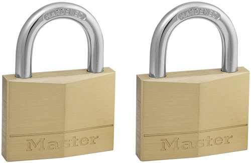Hangslot MasterLock 2 gelijksluitend messing 50mm 2 Stuk