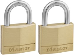 Hangslot MasterLock 2 gelijksluitend messing 40mm 2 Stuk