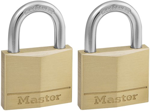 Hangslot MasterLock 2 gelijksluitend messing 40mm 2 Stuk