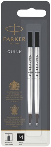 Rollerpenvulling Parker Quink M blister 2st zwart 2 Stuk