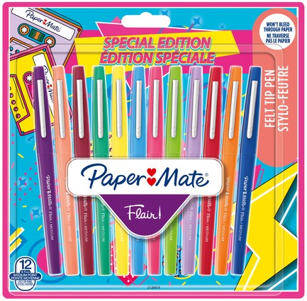 Fineliner Papermate Flair Retro M 12st assorti 12 Stuk