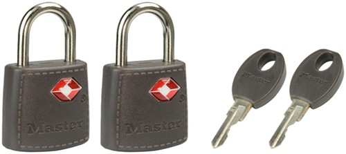 Hangslot Masterlock 2 gelijksl TSA assorti 30mm 2 Stuk