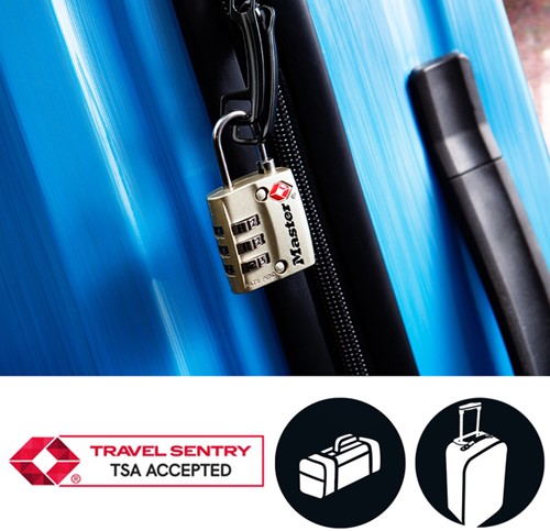 Hangslot Masterlock 3-cijfer TSA nikkel 30mm 1 Stuk-2