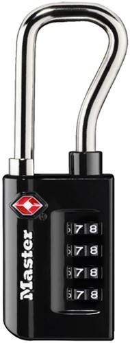 Hangslot Masterlock 4-cijfer TSA lang zwart 35mm 1 Stuk