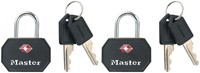 Hangslot Masterlock 2 gelijksl alu TSA zwart 30mm 2 Stuk