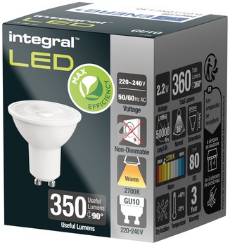 Ledlamp Integral GU10 2700K warm wit 2.2W 360lumen 1 Stuk-2