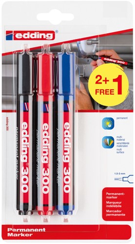 Viltstift edding 300 rond 1.5-3mm 2+1 assorti 3 Stuk