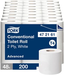 Toiletpapier Tork T4 Advanced 2laags 200 vel wit 48 Rol