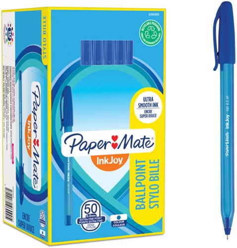 Balpen Paper Mate Inkjoy 100 UF blauw 1 Stuk-2