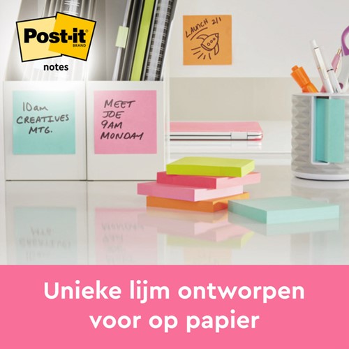 Memoblok 3M Post-it 654 76x76mm Energetic Colours 6 Stuk-3