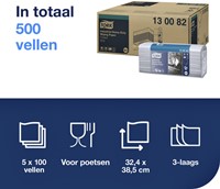 Reinigingsdoek Tork W4 gevouwen blauw 130082 5 pak-2