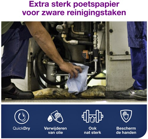 Reinigingsdoek Tork W4 gevouwen blauw 130082 5 pak-3
