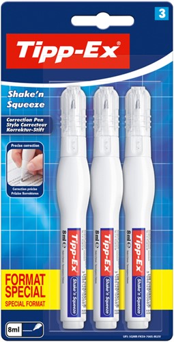 Correctiepen Tipp-ex Shake 'n Squeeze 8ml 3 Stuk