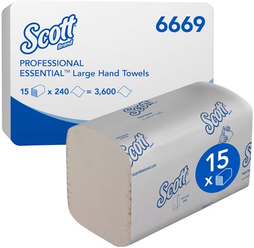 Handdoek Scott Essential 1laags 200x318mm wit 15 Stuk