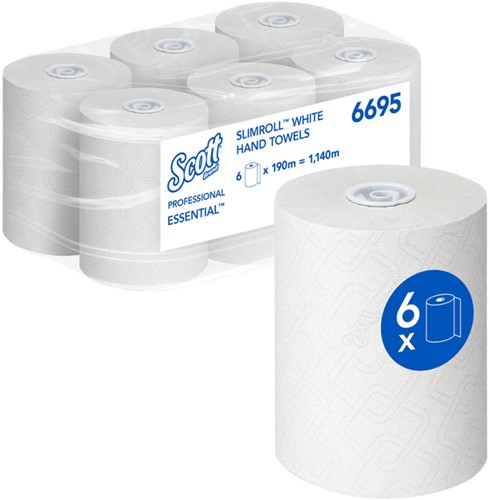 Handdoekrol Scott Slimroll 1laags 190m wit 6695 6 Rol