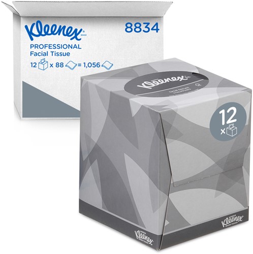 Facial tissues Kleenex kubus 2laags 88 vel wit 12 pak