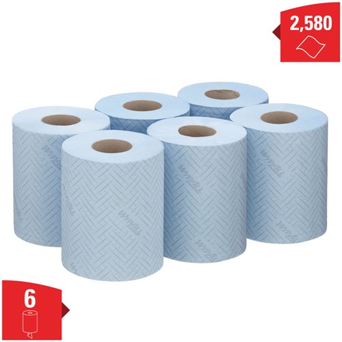 Poetspapier WypAll L10 1laags 430 vel blauw 6 Rol-2