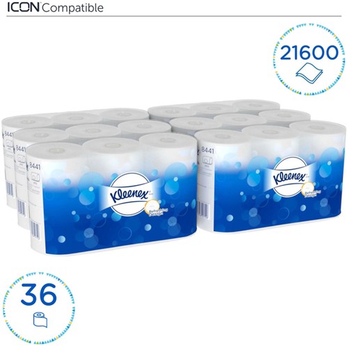 Toiletpapier Kleenex 2laags 600 vel wit 36 Rol-2