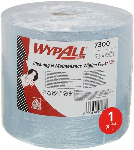 Poetspapier WypAll L20 GeneralClean blauw 7300 500 Vel