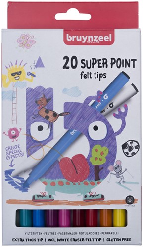 Viltstift Bruynzeel Kids Super Point ass 20st 20 Stuk