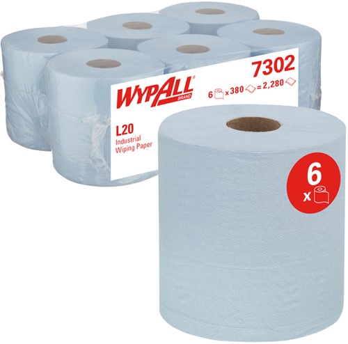 Poetspapier WypAll L20 GeneralClean blauw 7302 6 Rol