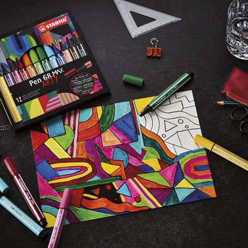 Viltstift STABILO Pen 68/6 Max Arty 6st assorti 6 Stuk-2