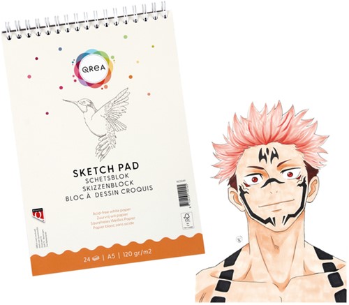 Schetsblok Qrea  A5 24vel 120gr spiraal 24 Vel-2