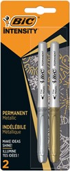 Viltstift Bic Intensity rond F goud en zilver 2 Stuk