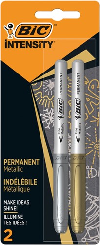 Viltstift Bic Intensity rond F goud en zilver 2 Stuk