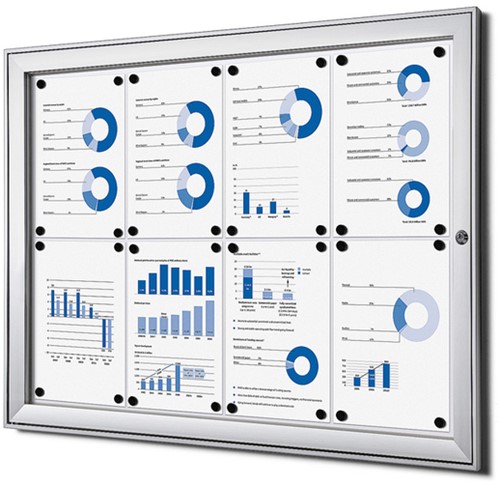 Vergrendelbaar Notitiebord Indoor Zilver 8x A4 1 Stuk