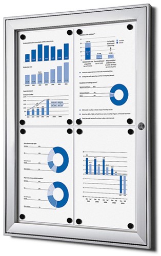 Vergrendelbaar Notitiebord Indoor Zilver 4x A4 1 Stuk