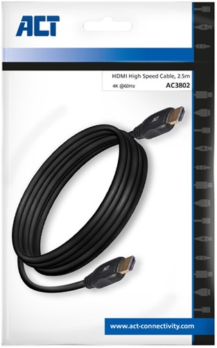 Kabel ACT HDMI High Speed type 1.4 2.5 meter 1 Stuk-2