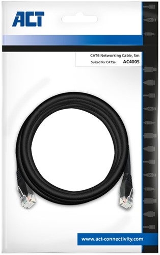 Kabel ACT CAT6 Network koper 5 meter zwart 1 Stuk-2