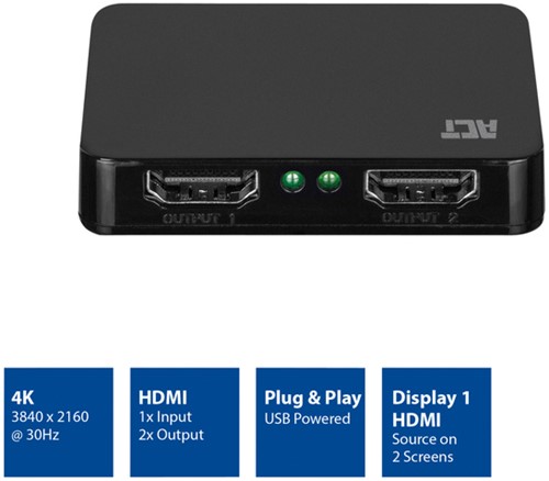 Splitter ACT 4K HDMI 1.4 2 poorts USB powered 1 Stuk-3