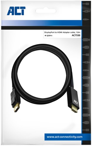 Kabel ACT DisplayPort naar HDMI 4K 1.8 meter 1 Stuk-2
