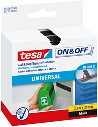 Klittenband tesa On Off zelfkl 2.5mx20mm zwart 1 Stuk