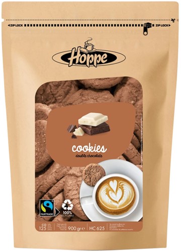 Koekjes Hoppe Cookies fairtrade double chocolate 900 Gram