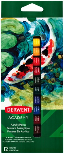 Acrylverf Derwent Academy ass 12 Stuk