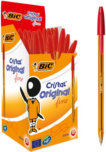 Balpen Bic Cristal F rood 1 Stuk