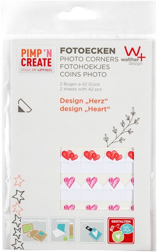 Fotohoeken walther design hartjes 2vel a 42 stuks 2 Vel