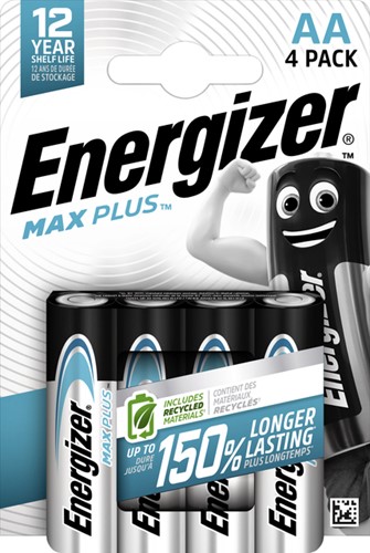 Batterij Energizer Max Plus AA alkaline 4st 4 Stuk
