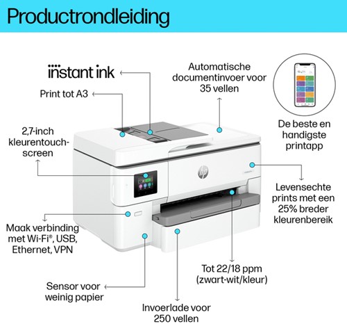 Multifunctional inktjet HP Officejet 9720E 1 Stuk-4