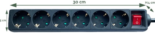 Stekkerdoos BRASQ 6 voudig 1.4m zwart 1 Stuk-2
