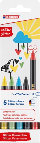 Fineliner edding 1200 F 5st glitter assorti 5 Stuk