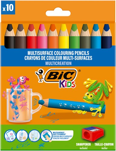 Kleurpotlood BicKids Multi Surface 10st ass 10 Stuk