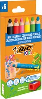 Kleurpotlood BicKids Multi Surface 6st ass 6 Stuk-2