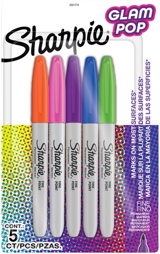 Viltstift Sharpie Glampop F 5st assorti 5 Stuk