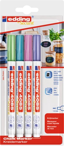 Krijtstift edding 4085 rond 1-2mm metallic assorti 4 Stuk