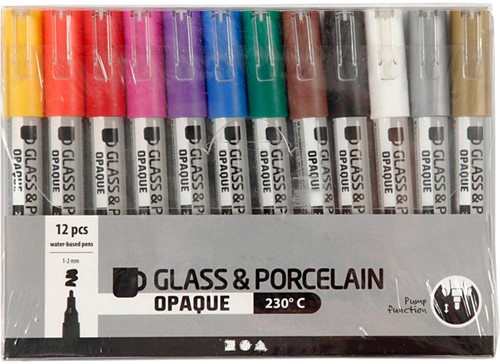 Glas porseleinstiften Crea Comp 1-2mm 12 kleuren 12 Stuk-2