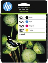 Inktcartridge HP 6C3Z1NE 924 zwart + 3 kleuren 4 Stuk